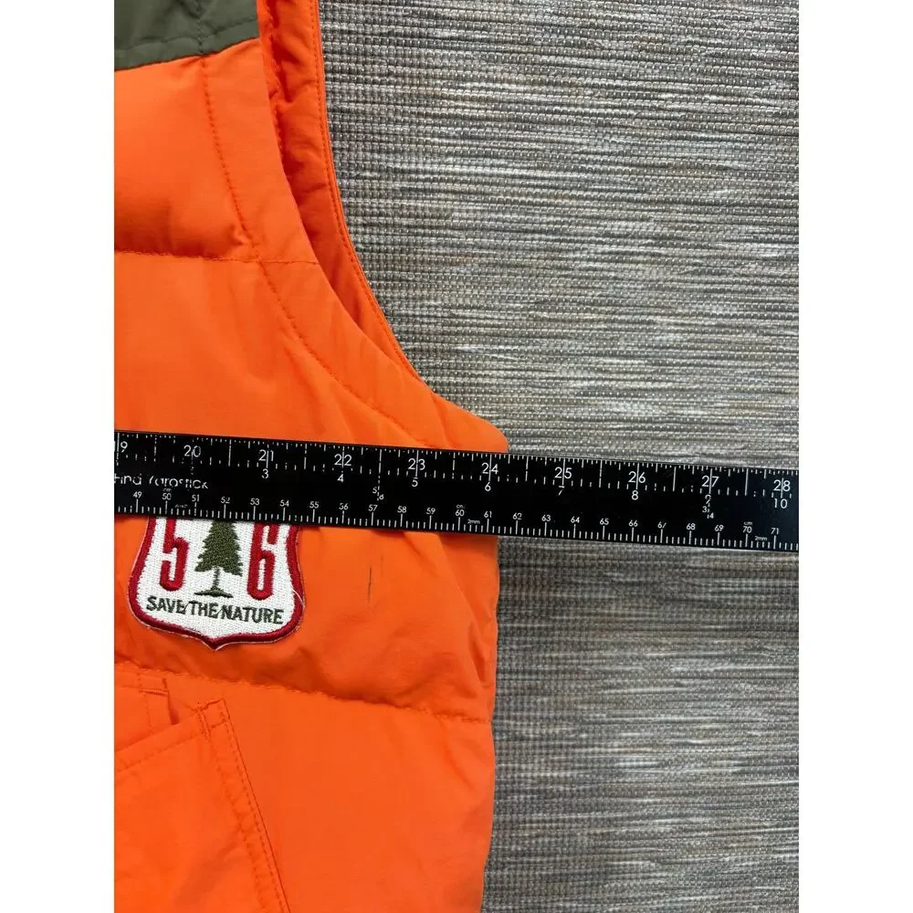 Parish Vest Mens 2XL Orange Green Puffer Sherpa Collar Embroidered Patches Logo